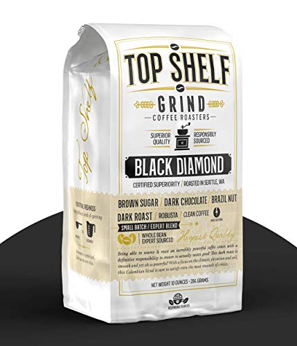 The Best High Caffeine Dark Roast Whole Bean Black Coffee, Extra Strong Gourmet Columbian Clean Coffee Beans by Top Shelf Grind Company | Worlds Strongest Black Roasted Java | Seattles Purity Culture