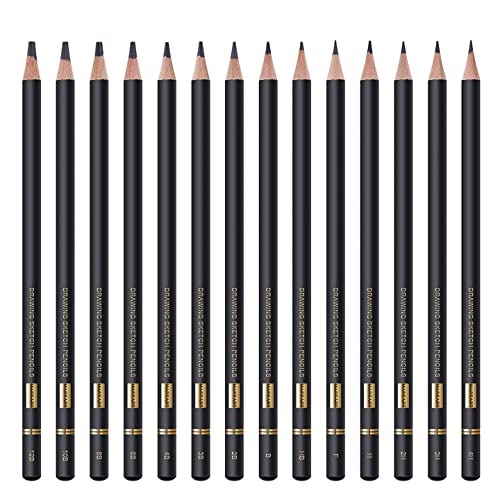 MARKART Professional Drawing Sketching Pencil Set - 14 Pieces Art Drawing Graphite Pencils(12B - 4H), Ideal for Drawing Art, Sketching, Shading, Artist Pencils for Beginners & Pro Artists
