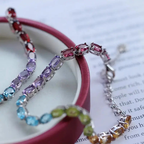 rainbow crystals tennis bracelet