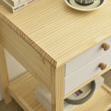 Solid Pine Wood 2 Drawer Nightstand