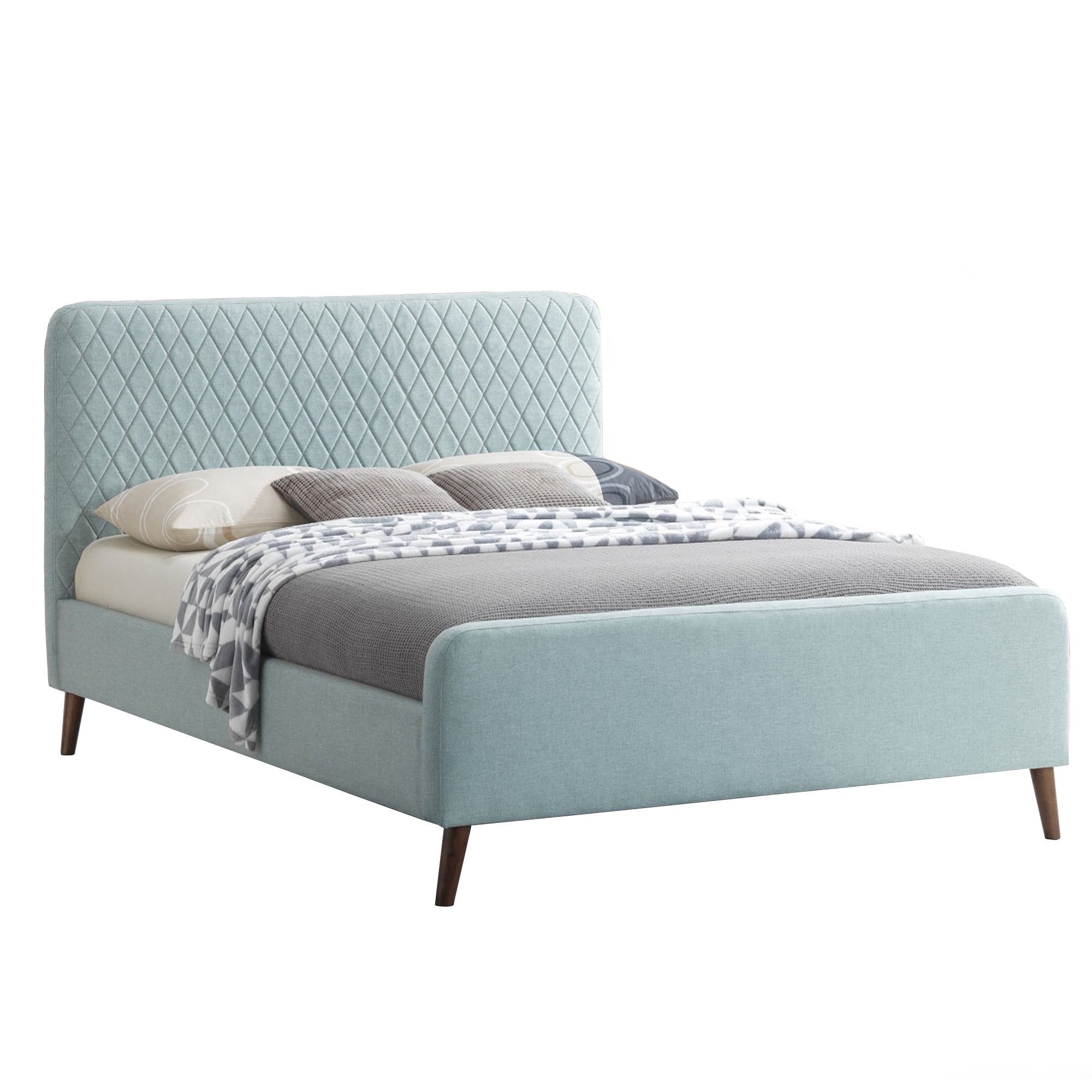Color_Light Blue | Better Home Products Roza Velvet Upholstered Queen Bed with Headboard