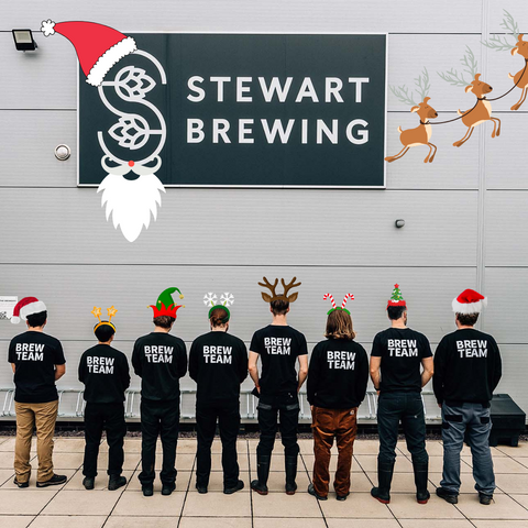 Brewers at Stewart Brewing at Christmas time 