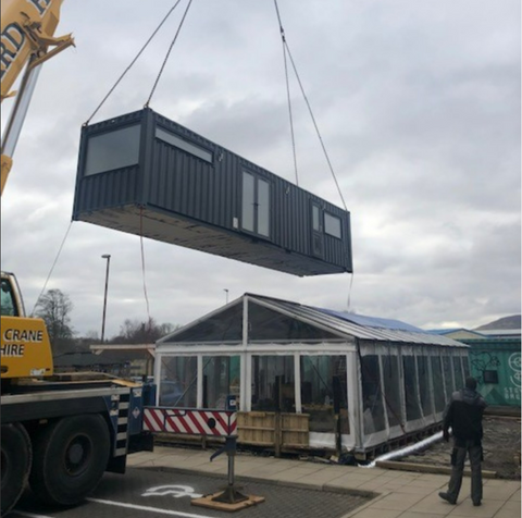 Brewery Bar and Pizza Kitchen unit being installed 