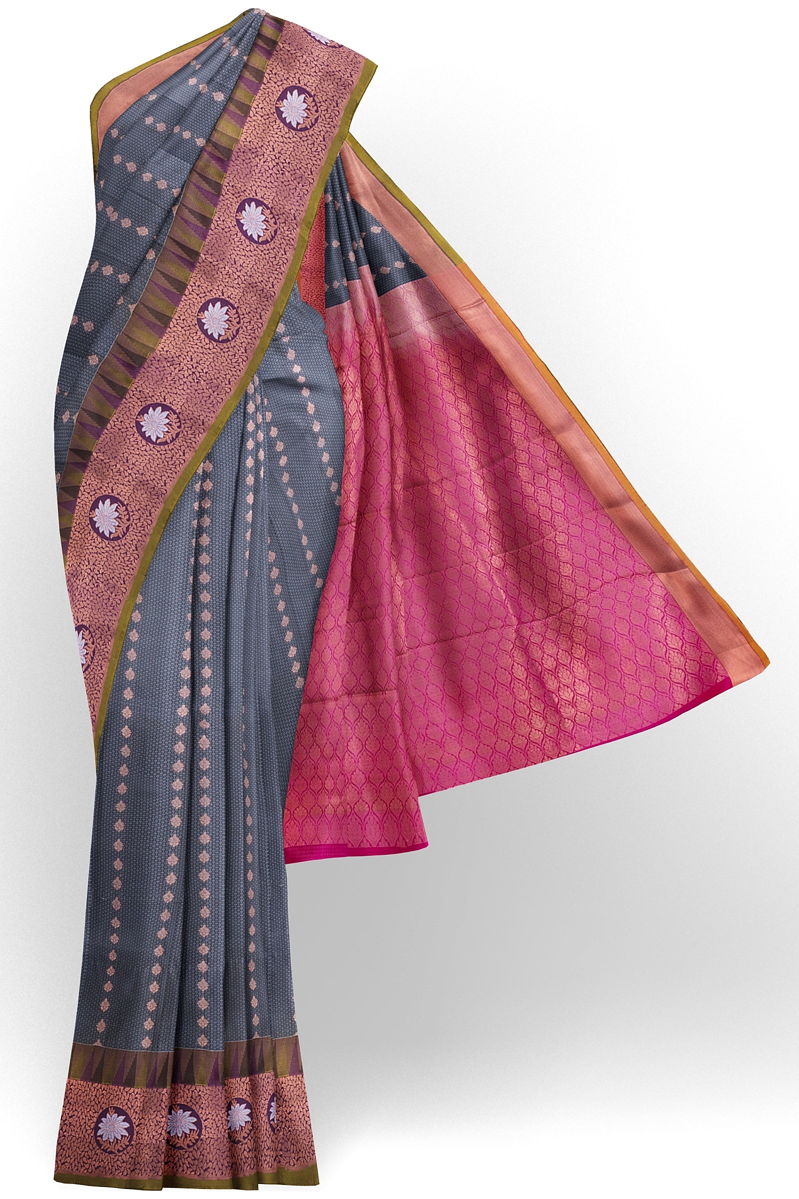 Beautiful Semi Soft Silk Saree With Stitched High Neck Blouse 38/40 | eBay