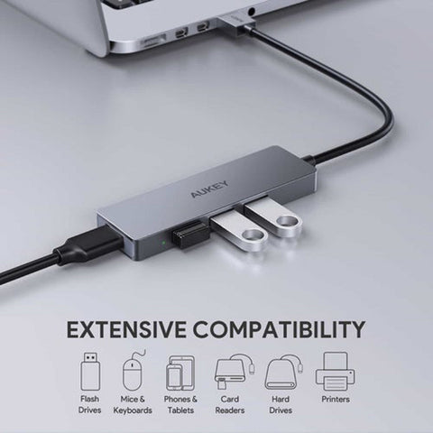 USB-Hub für USB-C mit 4 USB-Anschlüssen 5 Gbit/s Aluminium