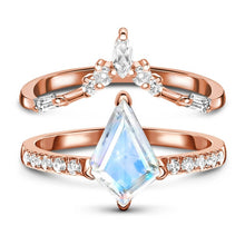 Load image into Gallery viewer, Rose Gold Diamond Moonstone Ring Set
