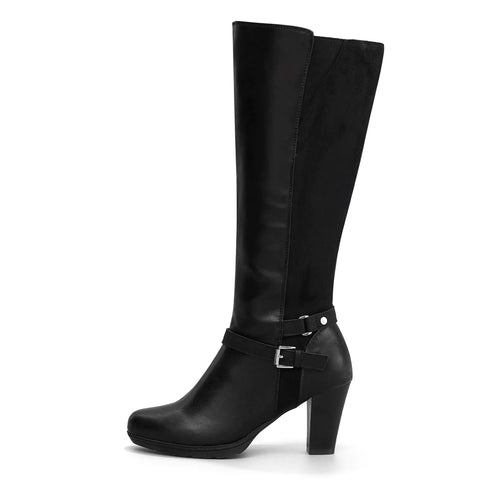 Classic Black Leather Knee High Boots