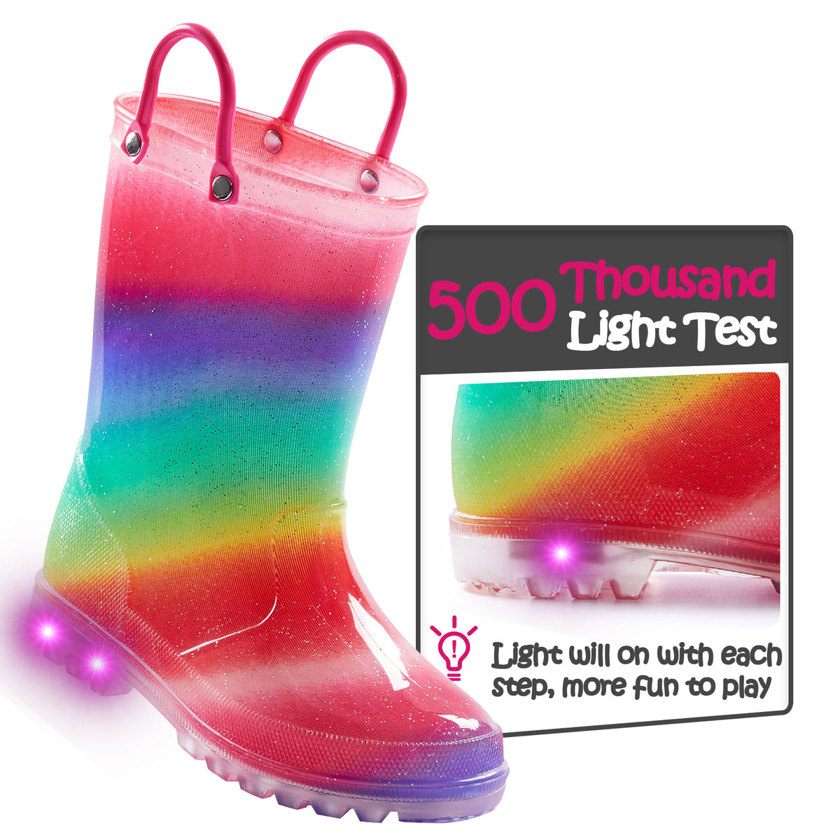 Rainbow Waterproof Lighted Rubber Rain Boots | K KomForme – MYSOFT