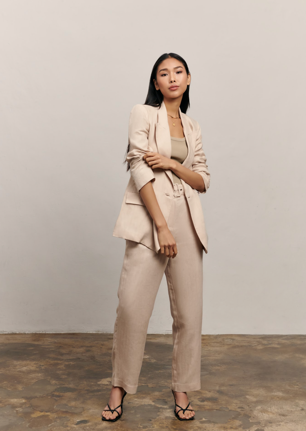 The Erin Linen Blazer - Beige - Parallel 51 product image