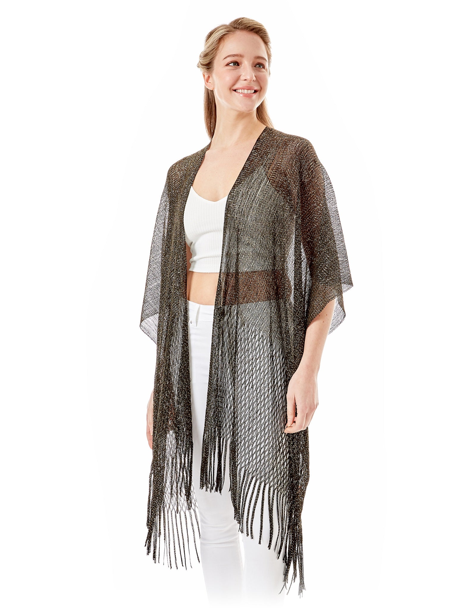 Metallic Net Kimono