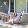 Vivere Double Cotton Hammock with Space Saving Steel Stand (450 lb Capacity)