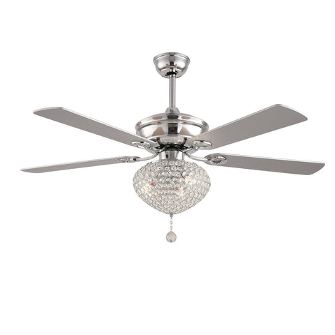 OUKANING 52 Inch LED Crystal Ceiling Fan Light