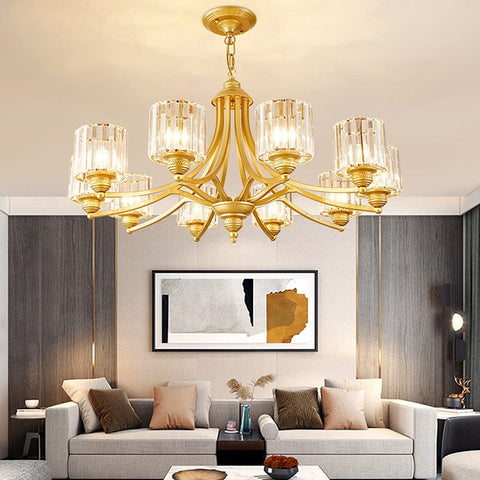 Luxury Crystal 8-Light Gold Chandelier 