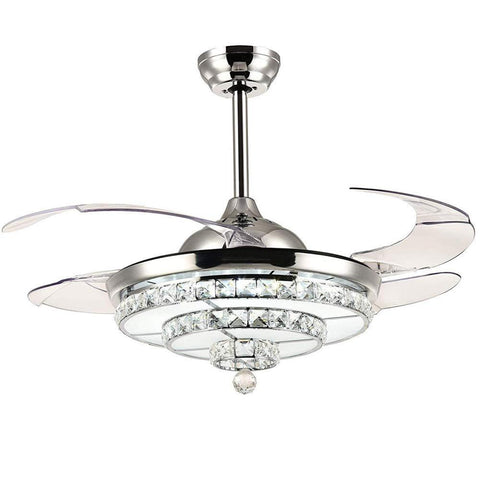 Modern Crystal Chandelier Ceiling Fan with LED Light Kit