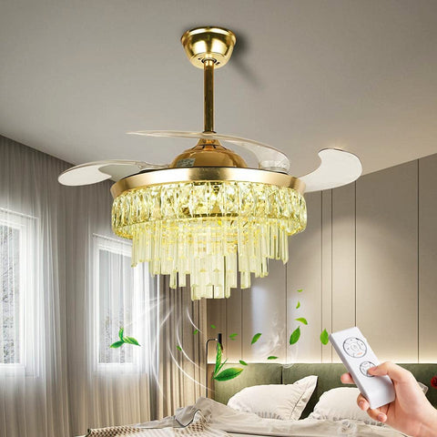 Fandelier Crystal Ceiling Fan with Light LED Chandelier