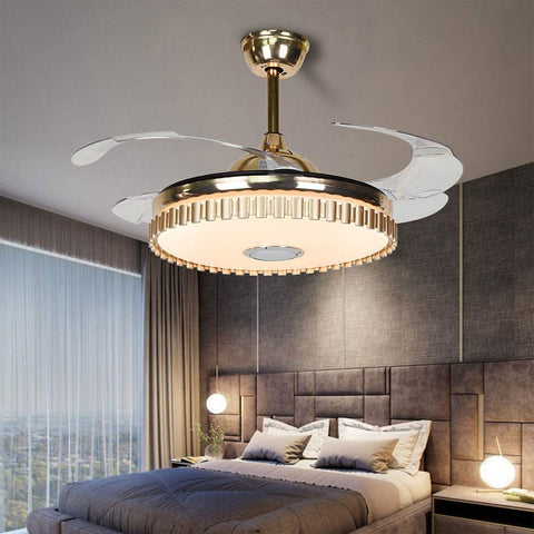Bluetooth Chandelier Retractable Modern Ceiling Fans