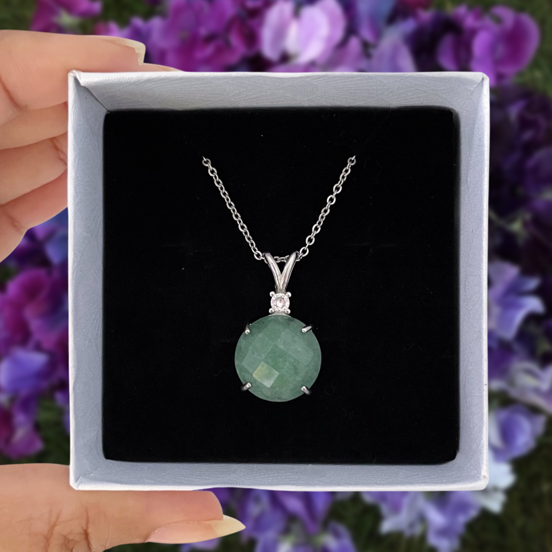 Green Aventurine Faceted Pendant Necklace