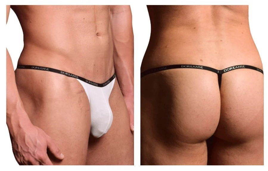 Doreanse 1330-WHT Ribbed Modal T-thong Mens Underwear Spangla