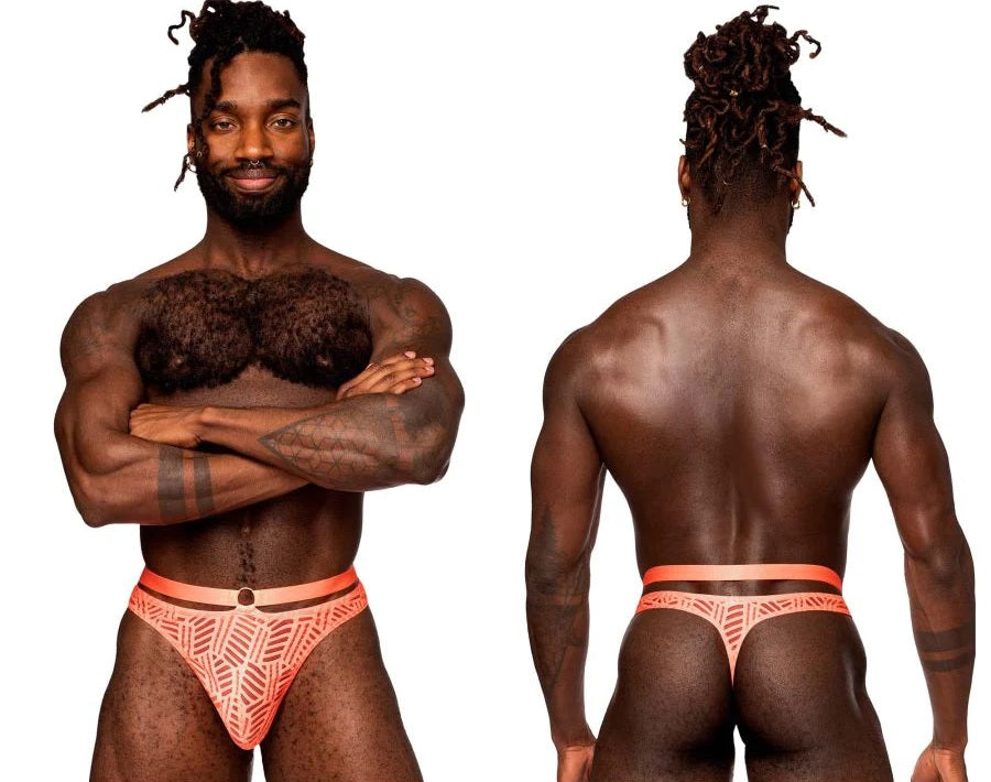 Male Power 415-284 Rude Awakening Strap Thong Mens Underwear Neon Orange Spangla