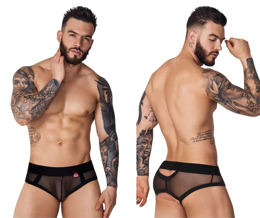 Pikante 1091 Mens Burly Mesh Briefs Underwear Black Spangla