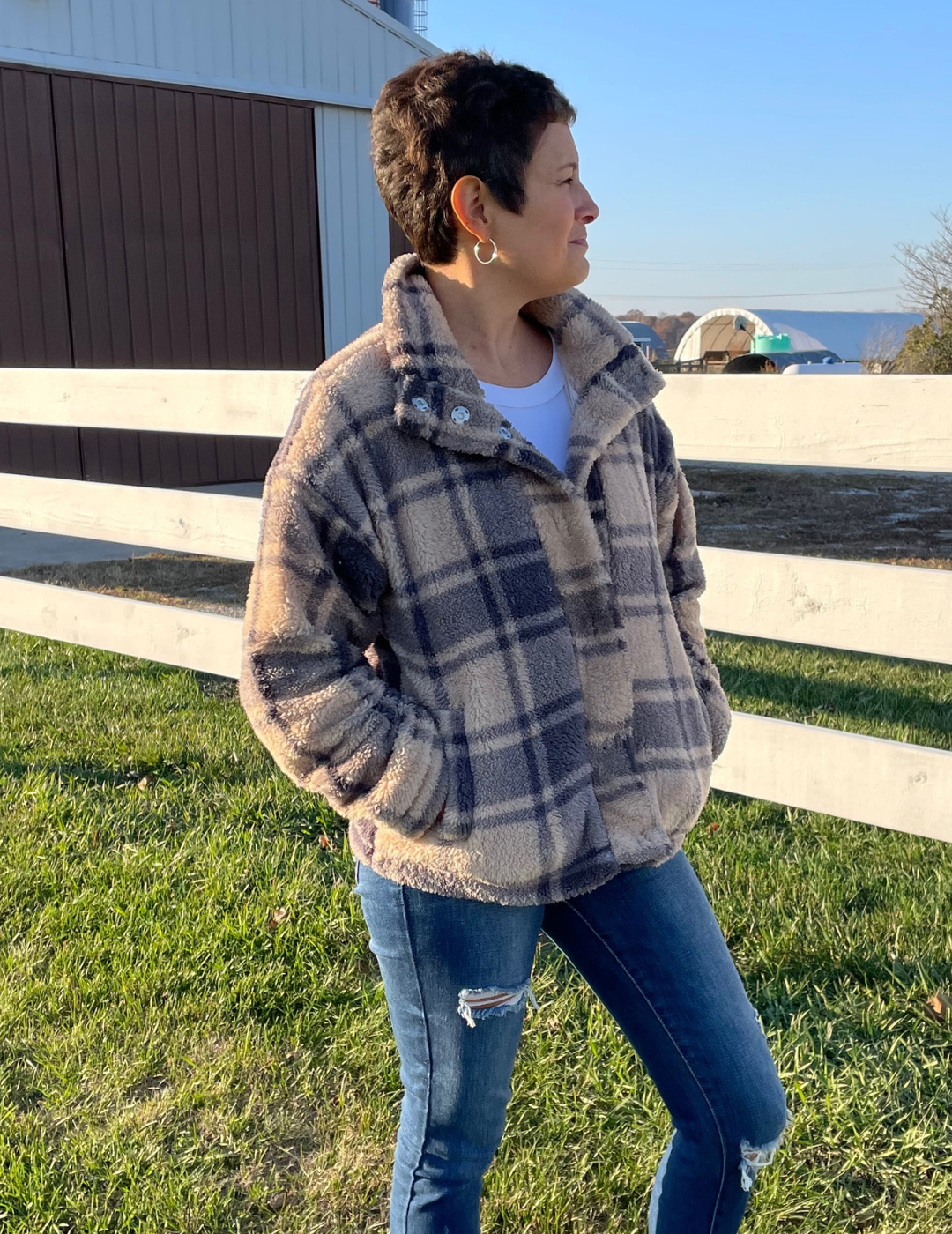 Cream Plaid Jacket