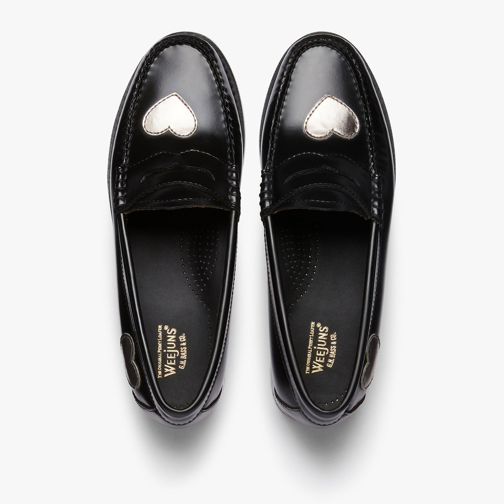 Weejuns Heart Loafers | Black Loafers With Silver Buckle – G.H.BASS