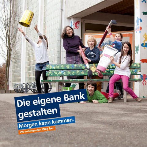 Keyvisual Schulwettbewerb Bank gestalten