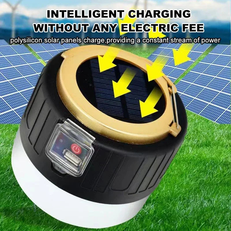 Solar LED Camping Light - 1000W USB Rechargeable Portable Lantern with Multiple Lighting Modes-4