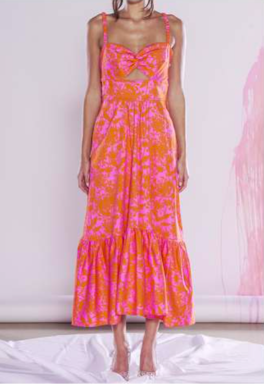 Mahalia Pink Midi Floral Gown w/ Sparkly Lining