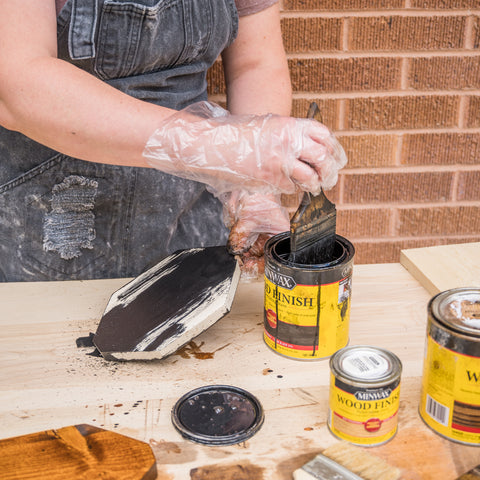 Staining each piece of wood