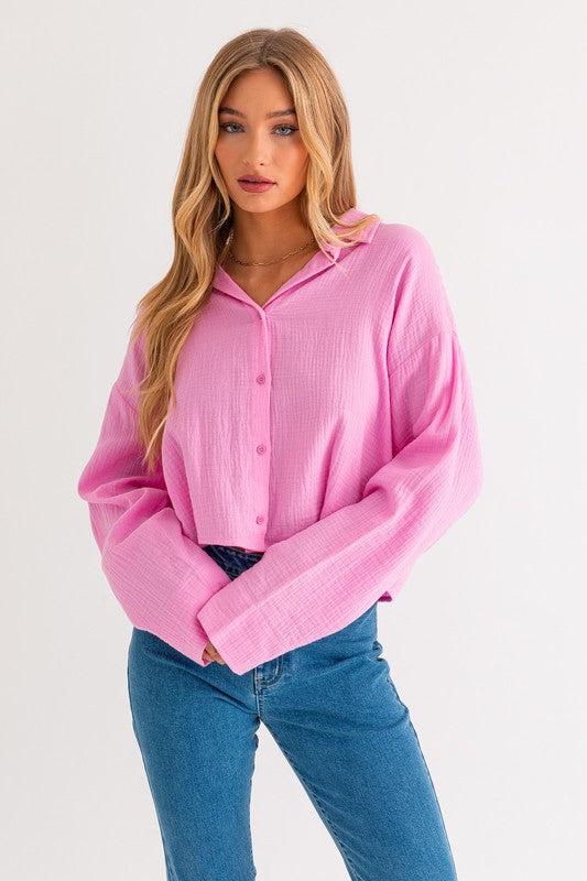 Iris Underwire Detail Long Sleeve Button Up Crop Top – Penderié, Inc.