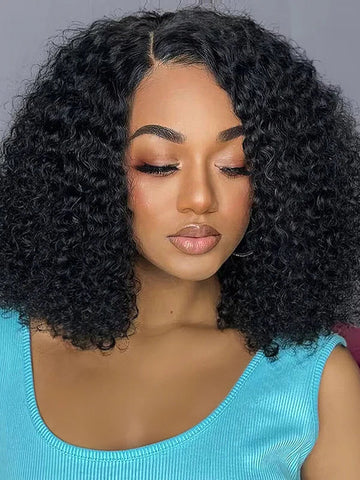 M-Cap 9x6 HD Lace Wear Go Pre Bleached Tiny Knots Kinky Curly Bob Wig | SalonReady