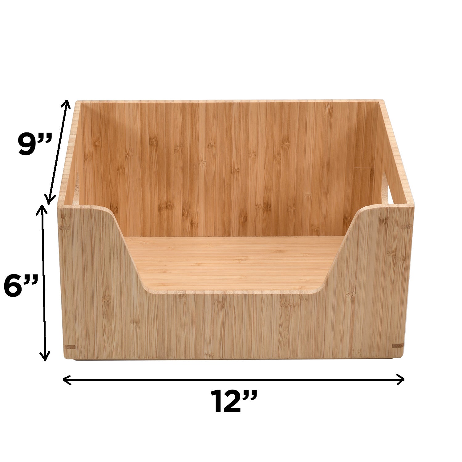 Mobilevision Bamboo Large Open Front Storage Box, 14 x 11 x 6.5