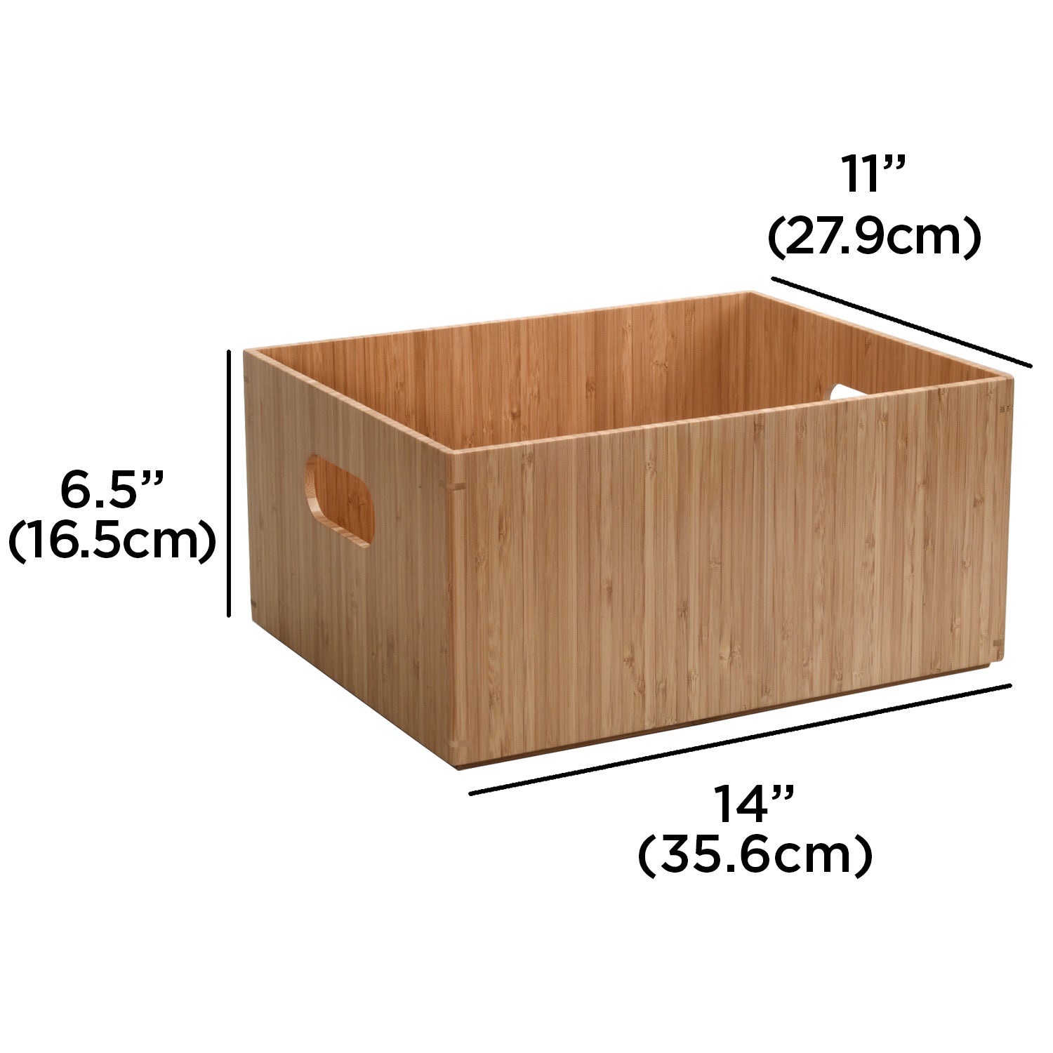 Mobilevision Bamboo Storage Box Plus Lid Combo, 14x11x 6.5, Durable Bin w/Handles, for Clothes, Shoes, Arts & Crafts, Closet & Office Shelf