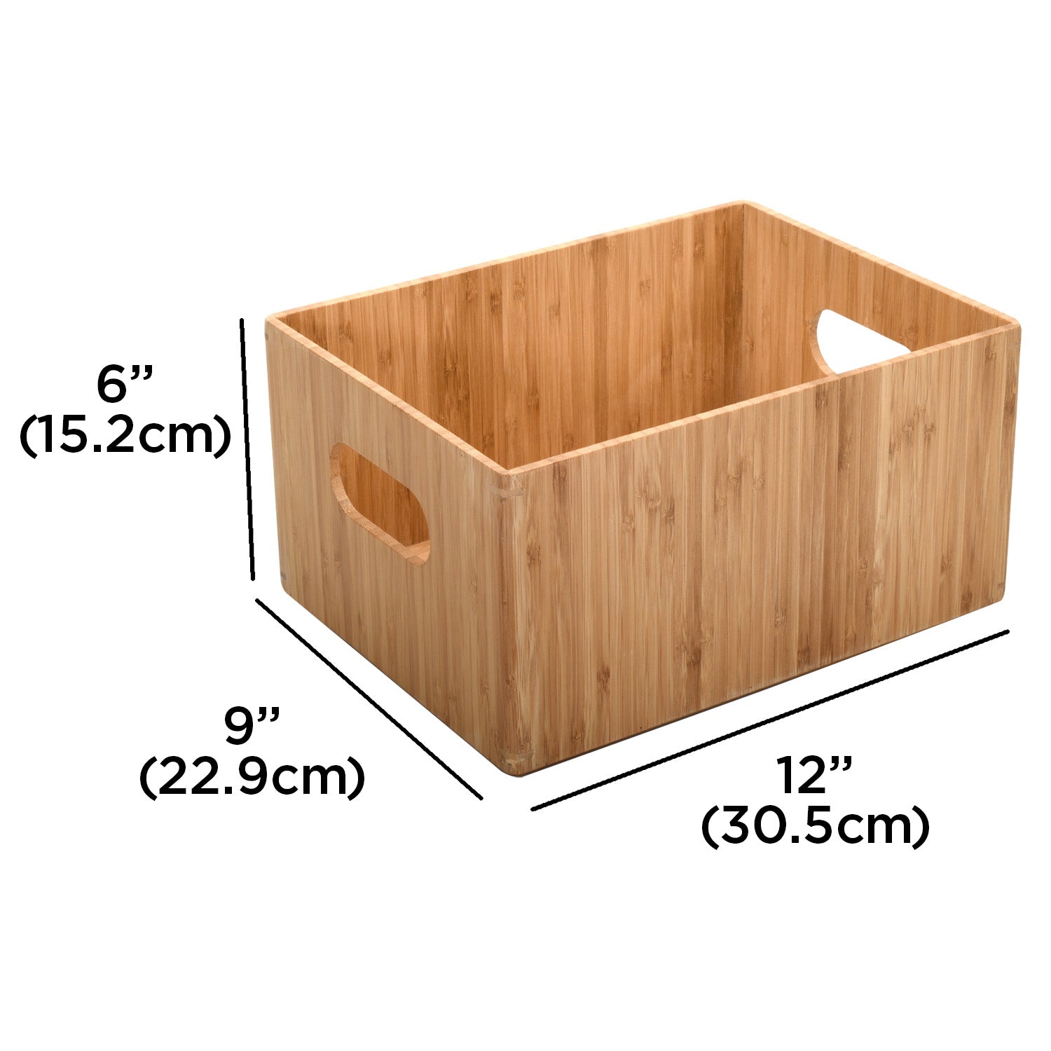 Miumaeov Bamboo Storage Bin Multi-Purpose Bins for Kitchen & Pantry 6 Pack Bamboo Fruit Basket Slotted Cabinet Shelf Storage Organizer Bin for