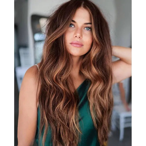 Deep bronzed long copper hair 