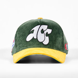 “Count Cash In Oakland” ACC Corduroy 5 Panel SnapBack (Green/Yellow)