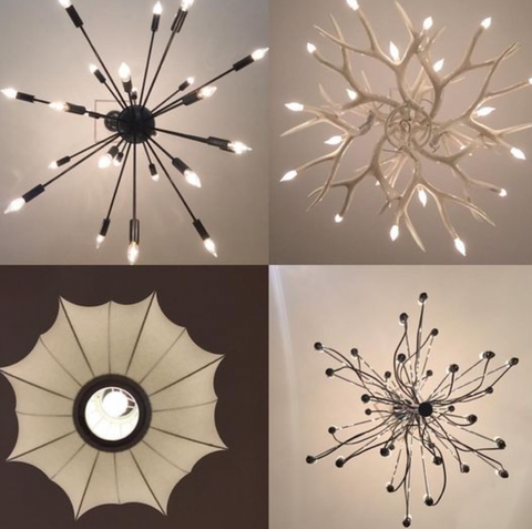 hanging ceiling lights and chandlier