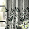 Rayna Decor  Floral Damask Jute Jacquard Eyelet  Curtain with Rust Free Eyelet Ringss. - Green