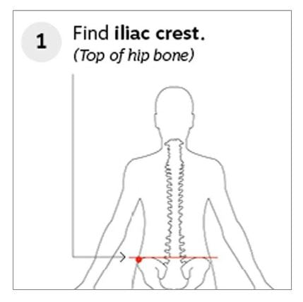 Osprey sizing diagram - step 1 - find the iliac crest
