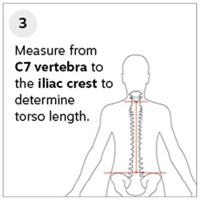 Osprey sizing guide - step 3 - measure from C7 vertebra to iliac crest