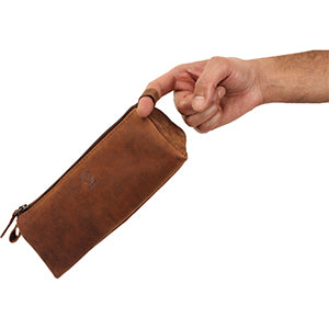 Tom Leather Pencil Case - Zippered Pen Pouch for School, Work & Office  (Brown) – Rustic Town