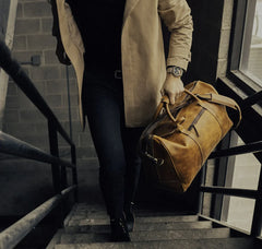 Leather duffle bag