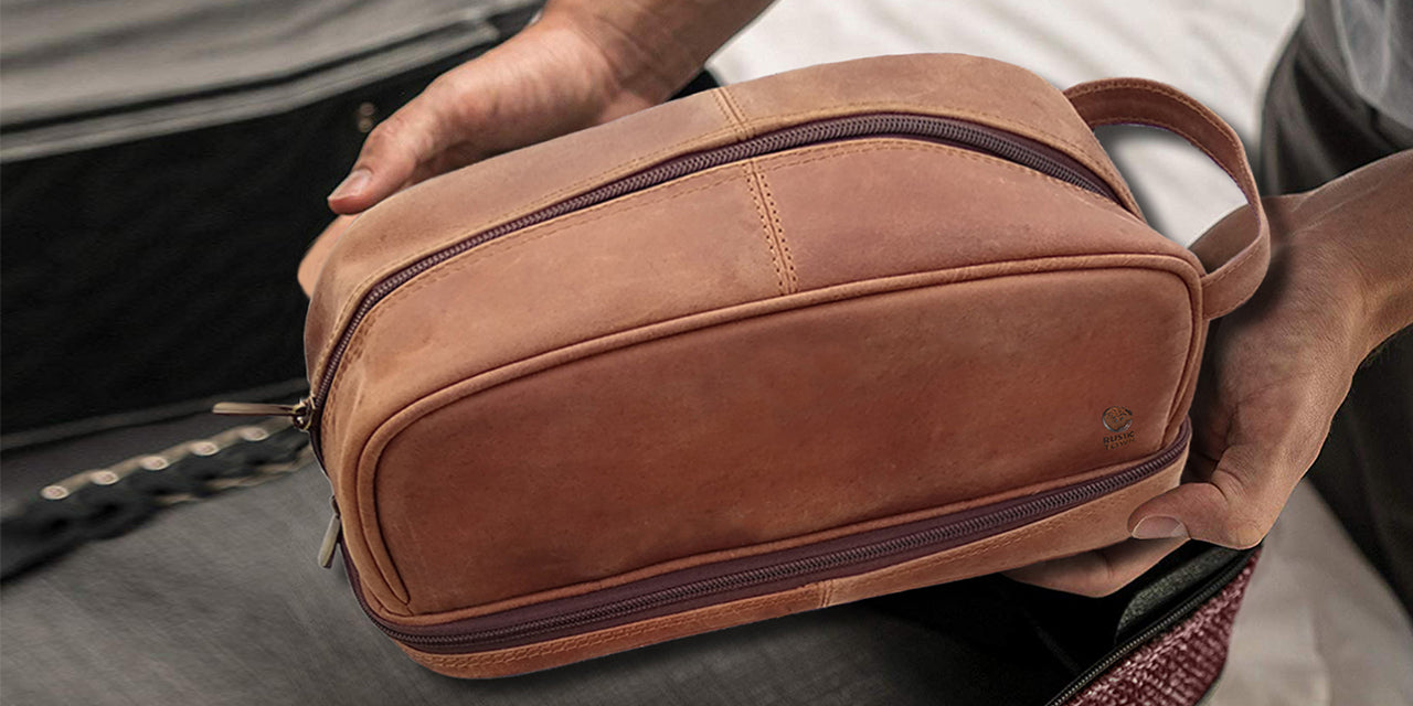 vintage Leather Toiletry Bag