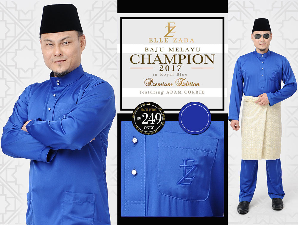  Baju  Melayu  Champion 2019 Royal  Blue ELLE ZADA