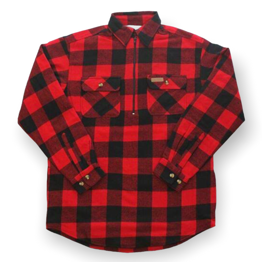 Hickory Shirt Buffalo Flannel 1/4 Zip Red, 52% OFF