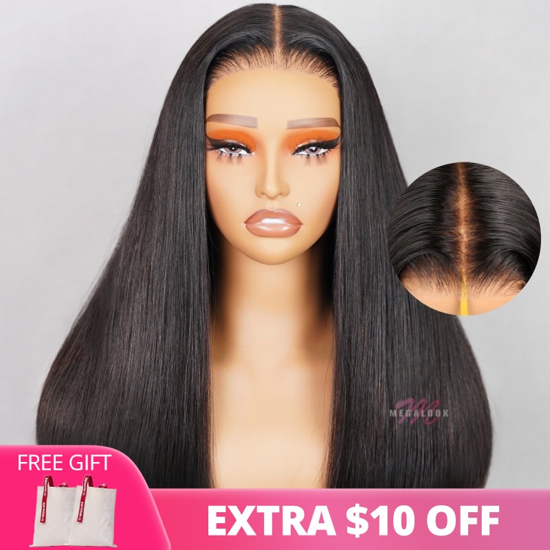 (Super Deal)Megalook Salon-Quality Luxurious Glueless 6X5 HD Lace Wig Silky Straight Ginger Pink/Chestnut Brown/Dark Burgundy Colored Double Drawn WigExtra $10 OFF At Checkout!