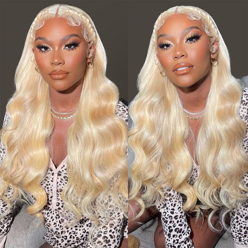 13x4 Lace Wigs 613 Blonde Straight/Body Wave Human Hair Wigs Can Dye to Pink Blue Green purple silver ginger orange Gold Color - Megalook Hair product image