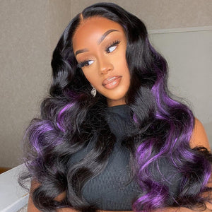 pink and purple lace front wig