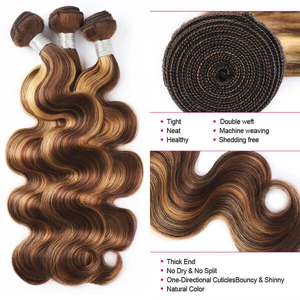 Highlight P4/27 Ombre Bundles With Closure Straight 3 Bundles With ...